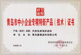 青島市中小企業(yè)專(zhuān)精特新產(chǎn)品（技術(shù)）證書(shū)